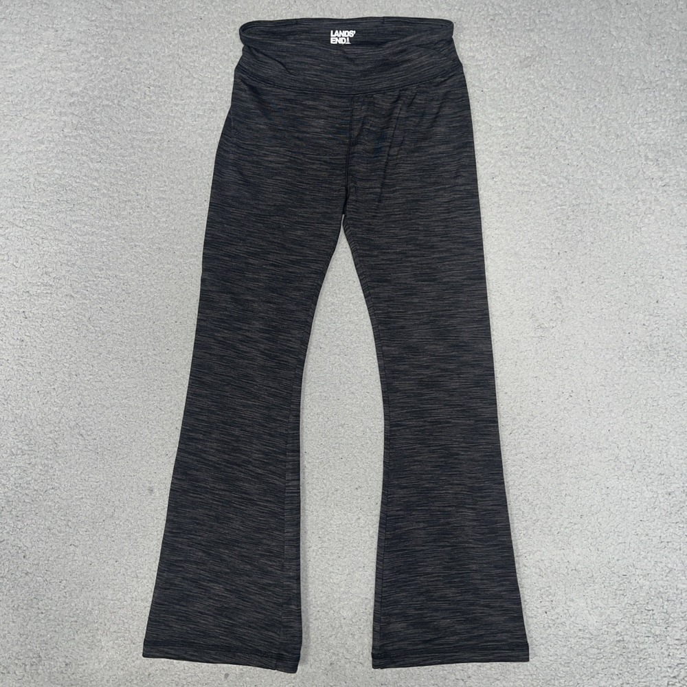 Lands' End Leggings Kids Sz M (8) Dark Gray Space Dye Heather Athletic Yoga